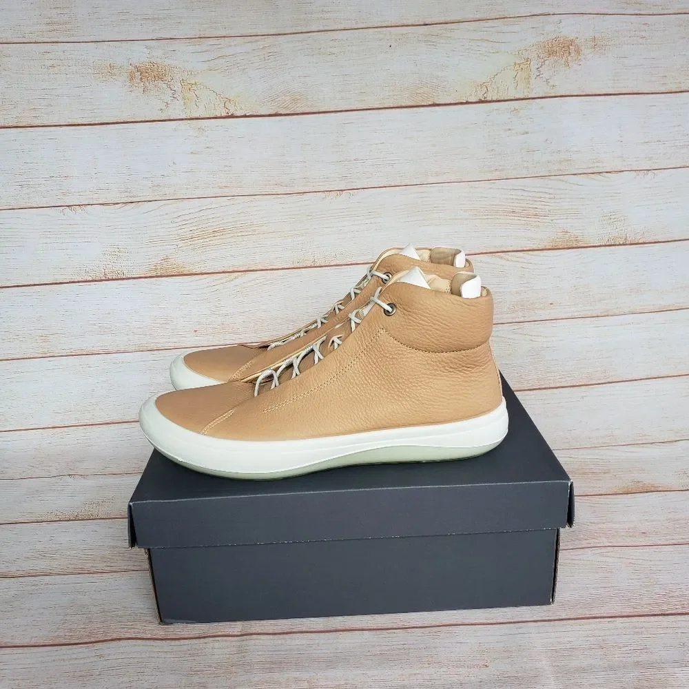 ECCO Women Leather Kinhin High Top Fashion Sneakers Volluto Shadow Tan White 41